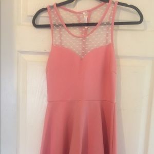 NWOT! Fit and flare pink dress! Heart lace detail!
